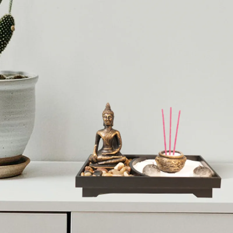Buddha Statue Candle Holder Romantic Ornament Spa Yoga Beauty Salon Zen Resin Buddha Statue Incense Burner Decoration Home Decor