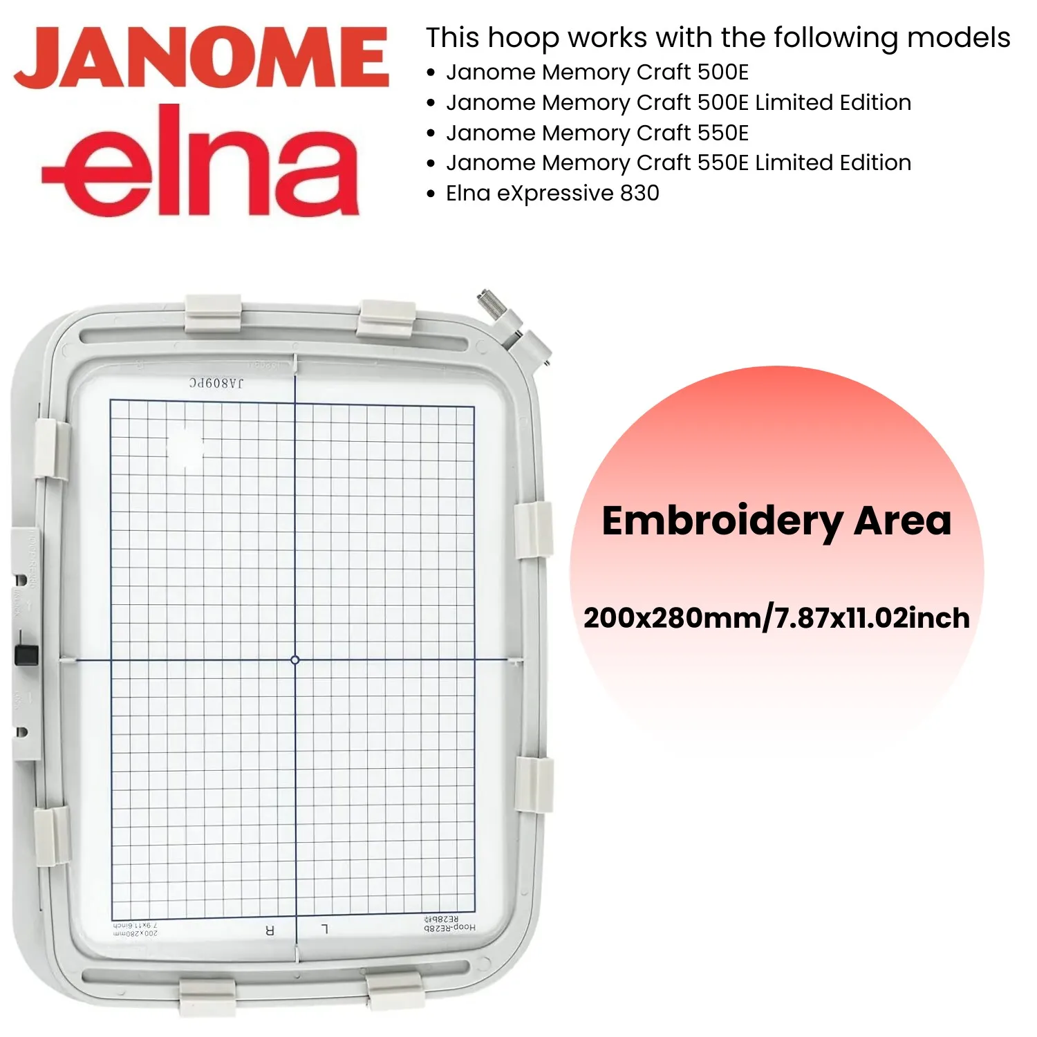 

Пластиковая вышивальная рамка, совместимая с Janome 400e 450e 500e 550e, Elna 830l, набор для вышивки на кепках Re10b-100x40mmsq14b-1