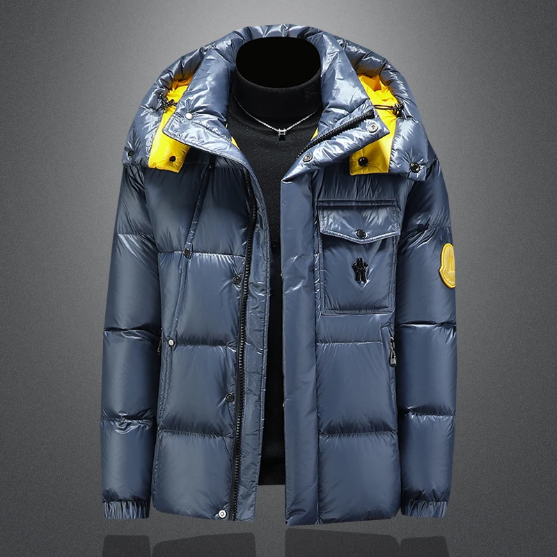 

Detachable Hat down Jaet Men's Windproof White Du down Winter Clothes Trendy Brand Youth Universi Students Outerwear