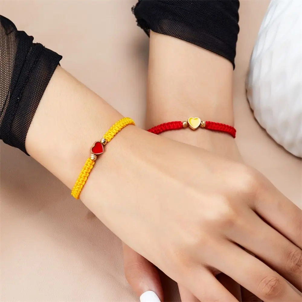 

Contrasting Colors Heart Shape Bracelet Love Braided Heart Couple Bracelet Handmade Jewelry Accessories Fortune Bracelet