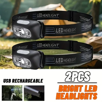Strong Light Headlamp Portable LED Sensor Headlamp USB Rechargeable Head Flashlight Outdoo