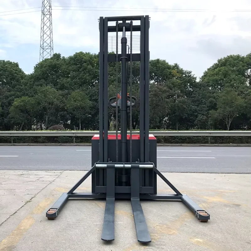 Electric Forklift 1000kg 1500kg 2000kg Walkie Electric  Pallet Stacker with Straddle Leg Adjustable Fork