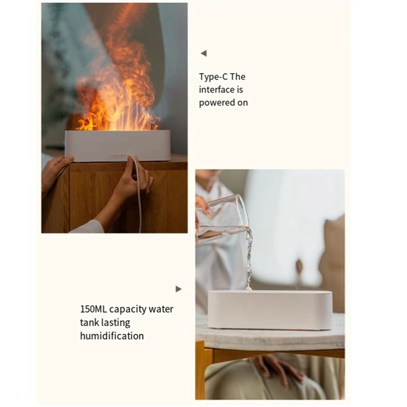 Nawilżacz powietrza z płomieniem ultradźwiękowy chłodna mgiełka maszyna nebulizator LED dyfuzor olejków eterycznych trwały łatwy w użyciu