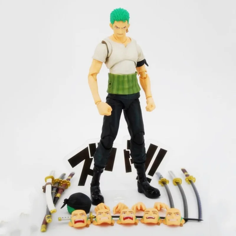 Anime ONE PIECE Roronoa Three-blade Flow Zoro Articular Mobility Statue Statue PVC Action Figure Collectible Model Toy Boxed