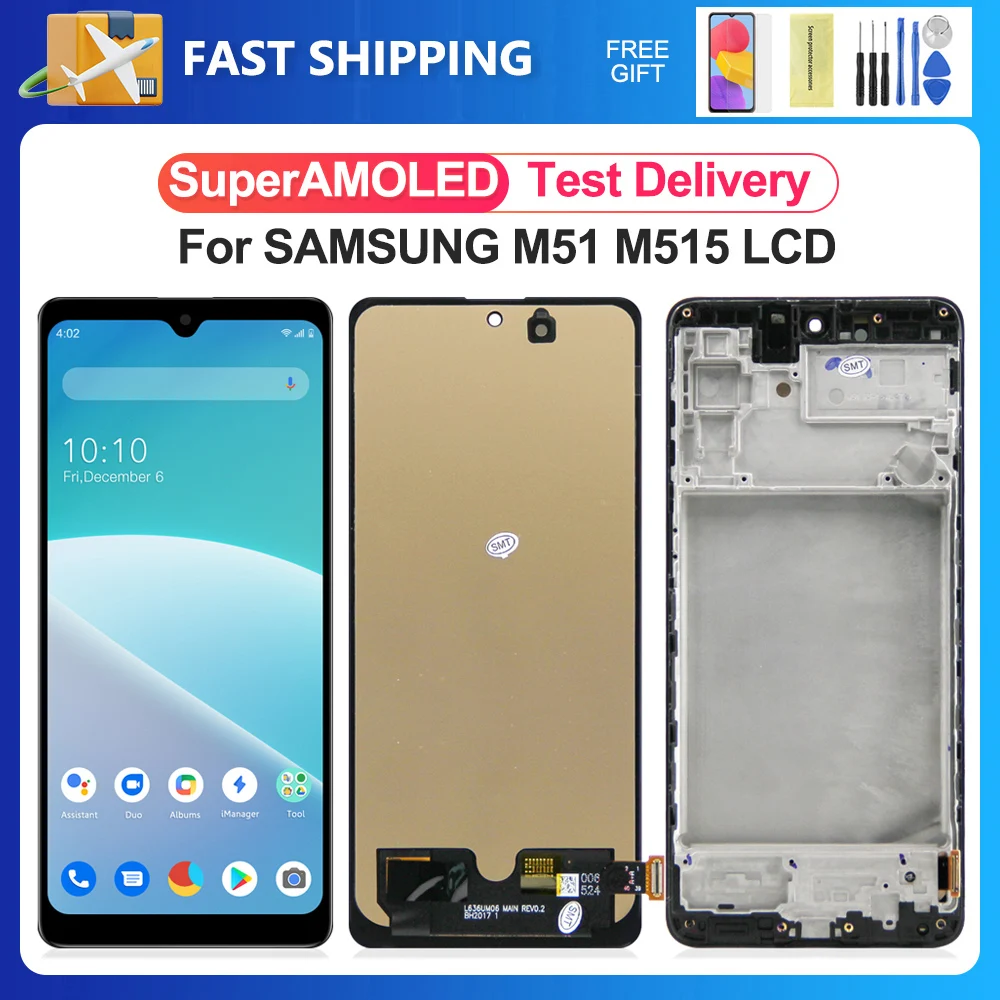 M51 For Samsung 6.7\'\'For AMOLED M515 M515F M515F/DSN LCD Display Touch Screen Digitizer Assembly Replacement