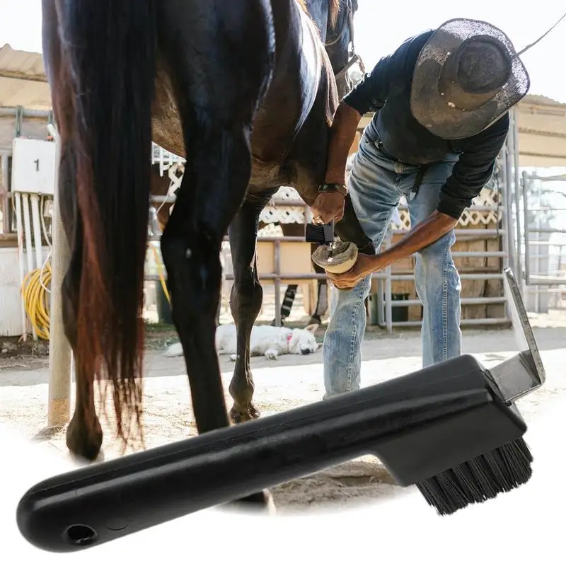 Horse Hoof Pick Brush Rubber Hoof Pick With Brush Portable Hoofpick With Soft Touch Hoof Handle Horse Grooming Kit For Coat