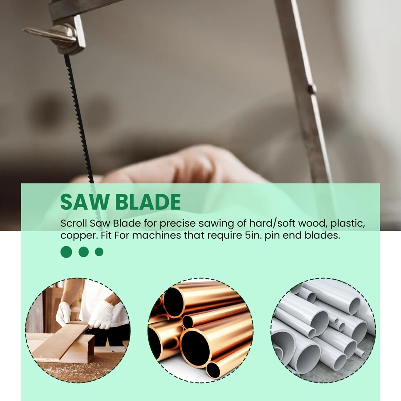 Hoja de sierra de calar ABXF de 5 pulgadas, paquete de 36, compatible con todas las máquinas requieren 5 pulgadas. Sierra de calar con extremo de pasador - 10 TPI, 15 TPI, 18 TPI