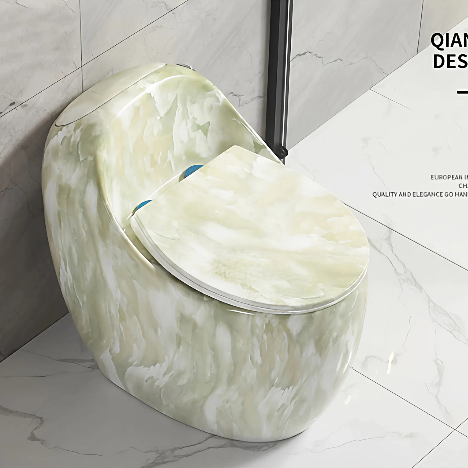 Toilet,New Egg Shape Sanitary Ware WC Round Commode Bathroom Marble Color Ceramic One Piece Toilet Bowl
