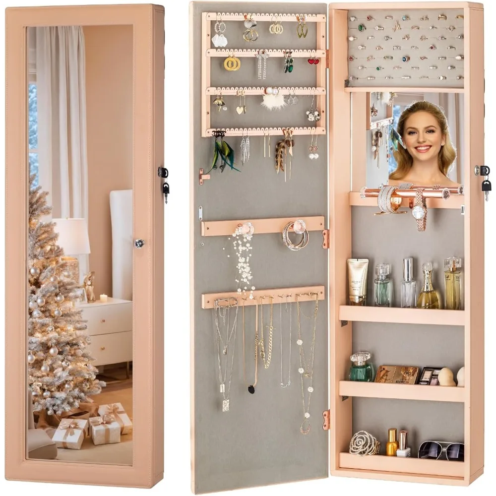 

Jewelry Armoire Organizer, Wall/Door Mounted Cabinet with Full Length Mirror armoires de chambre specchio da parete