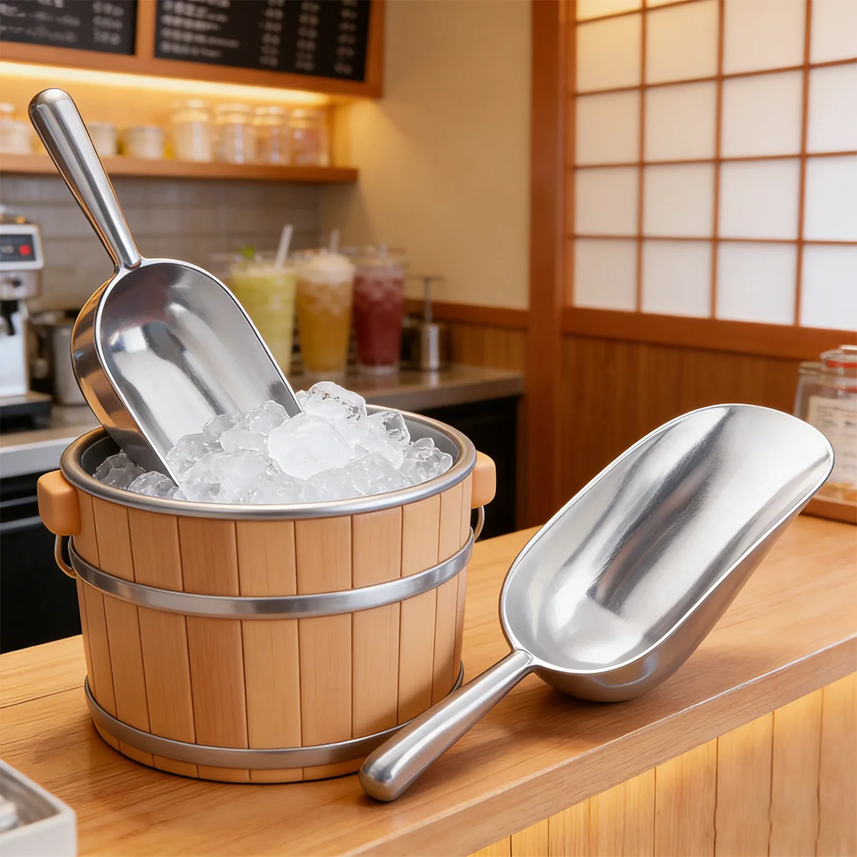 Pala para hielo de aluminio, pala de jardín, pala para hielo de aluminio, para productos secos, adecuada para cocinas de bares, para recoger hielo, harina, dulces, etc.