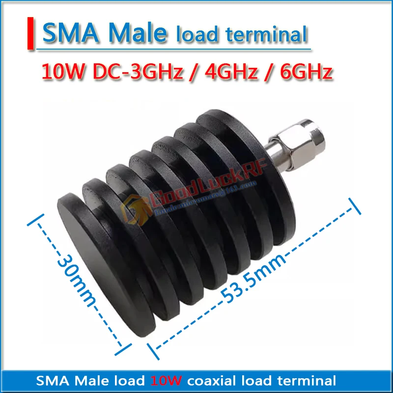 High-quality SMA Male 10W coaxial Termination DUMMY load VSWR ≤1.20 DC-3GHz 4GHz 6GHz with heat sink low standing wave 50 ohms