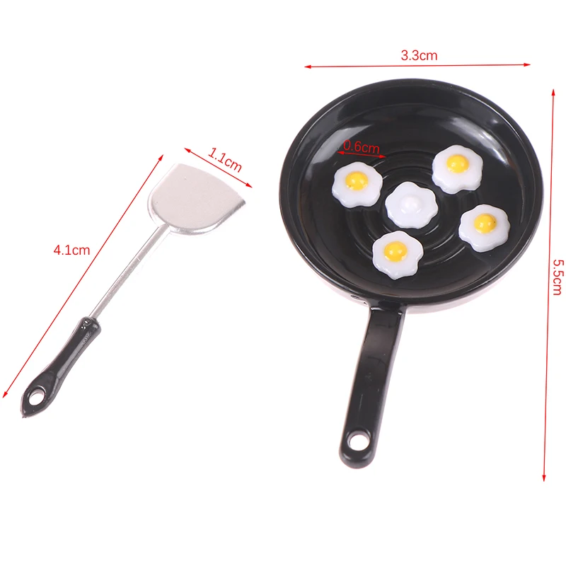 1/12 Dollhouse Simulation Fried Egg Frying Pan Set Dollhouse Miniature Kitchen Decoration Dolls House Accessories