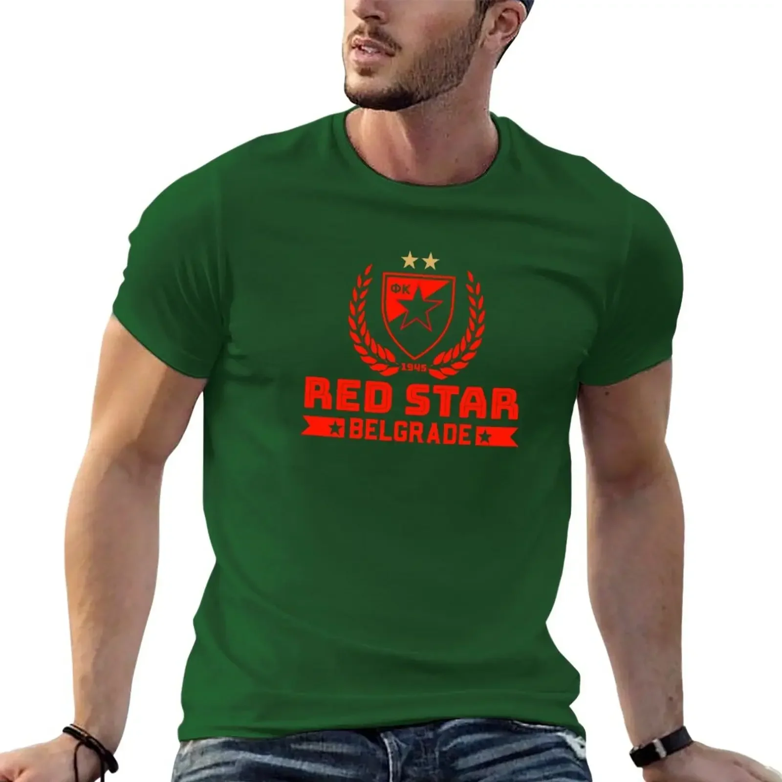 vintage clothes tops oversized t shirt men Red Star Belgrade Crvena Zvezda T-Shirt summer clothes sweat men clothings