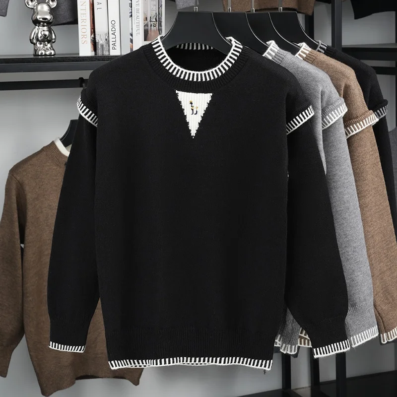 Herren Herbst-Trend Strickpullover, Rundhals, bestickter Marken-Warmpullover, trendiger, lässiger, neuer, hochwertiger Herrenbekleidungs-Oberteil – Detail 11