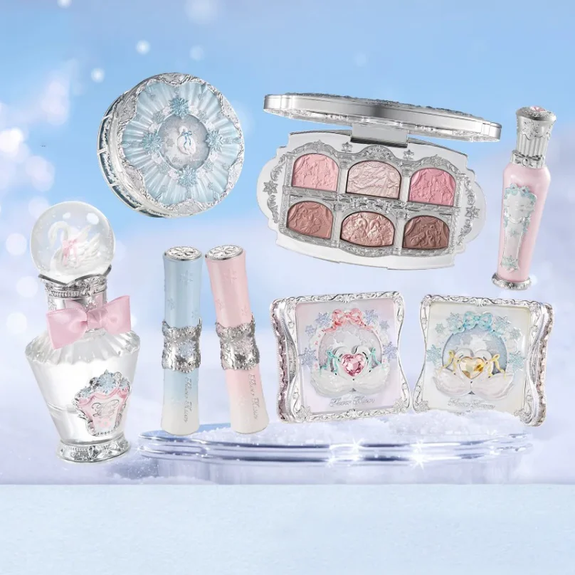 Flower Knows Snow Ballet Collection Gift Set – Lip Glaze, Blush, Eyeshadow Palette & Perfume, Holiday Makeup Set for Her
