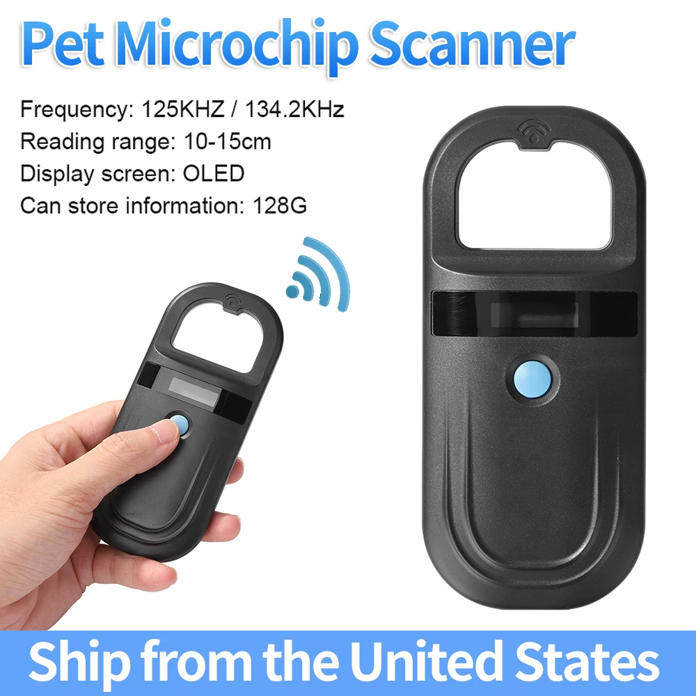 

Black Animal RFID Reader 134.2KHz 125kHz USB/Bluetooth Pet Cat Dog Microchip Scanner FDX-B Glass Chip Identification Tag Reader