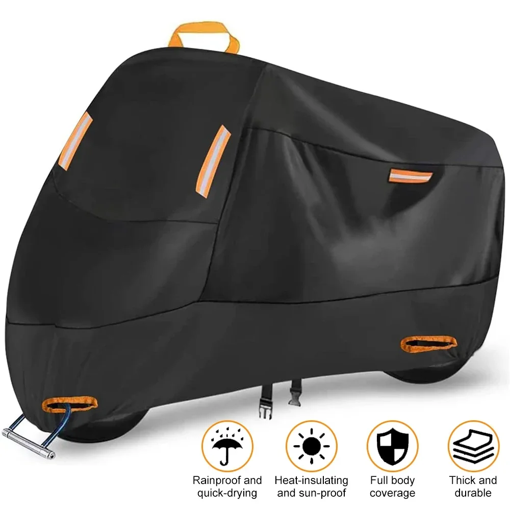 

Чехол для мотоцикла, уличный водонепроницаемый мотоциклетный брезент 210D, утолщенный полиэстер, УФ-защитный чехол для мотоциклов, скутеров