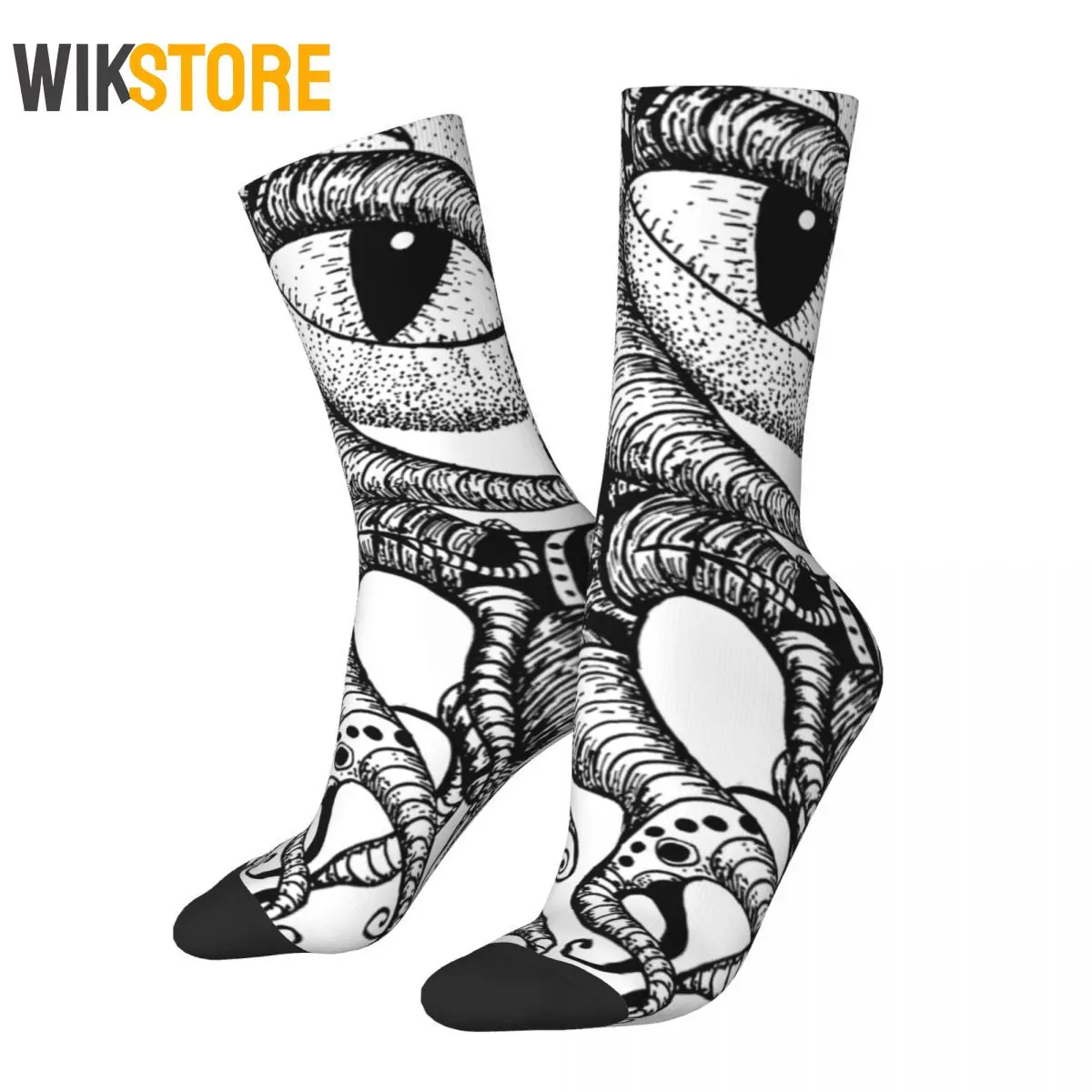 

Fashion Pen Ink Drawing Eye Tentacles Octopus Football Socks Crazy Socks for Unisex Sweat Absorbing Breathable Cute Sock