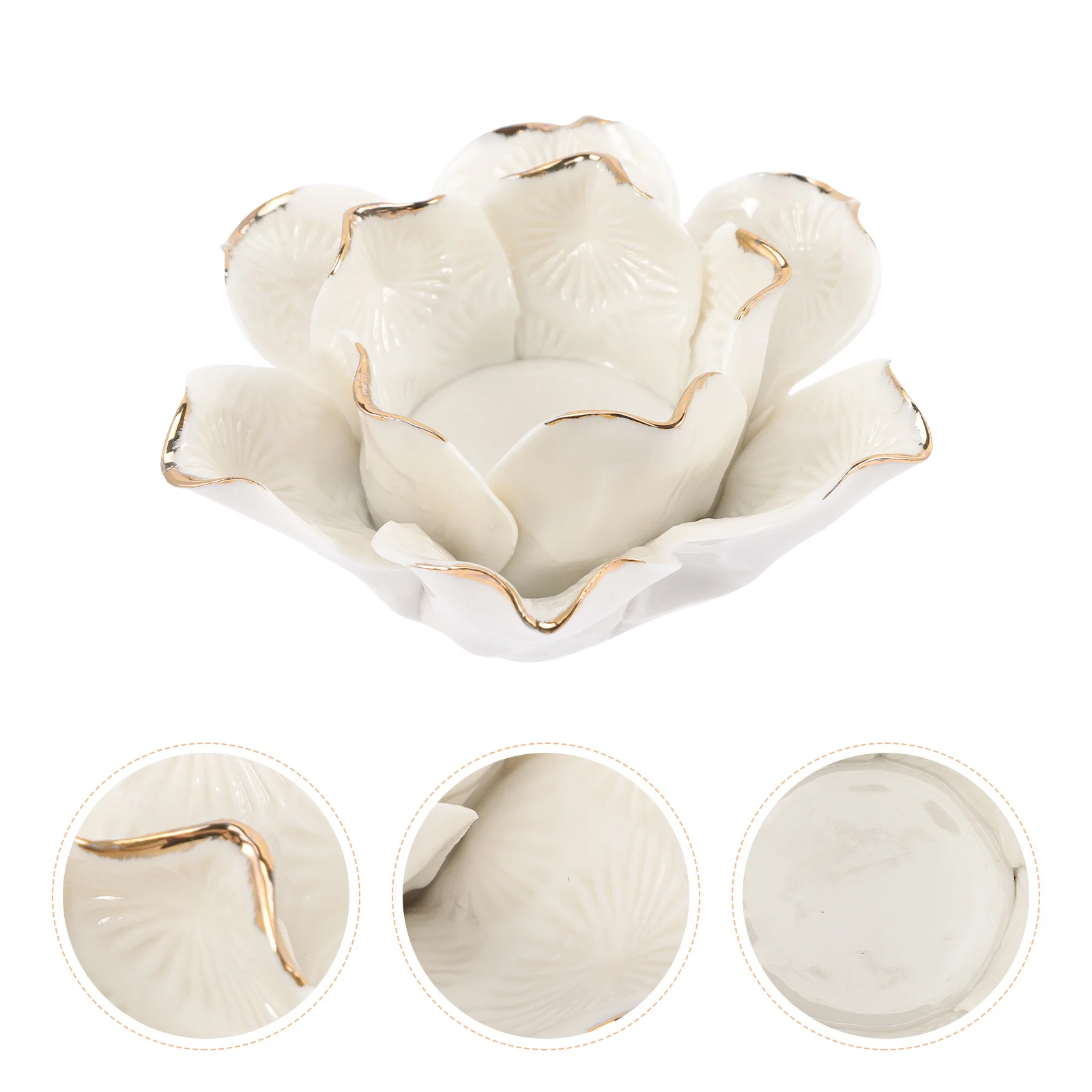 

Flower Shaped Ceramic Holder Decorative Candlestick Holder Tabletop Home Wedding Festival Stand Stand