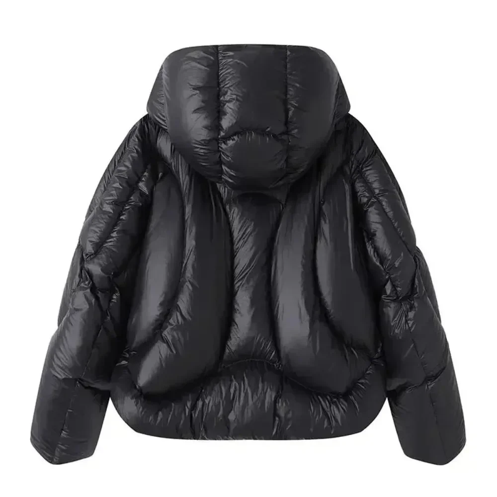 2024 Autumn Winter Women Loose Short Jacket Casual Thin Single-Breasted Puffer Coat Ultra Light Solid Color Down Jacket Female