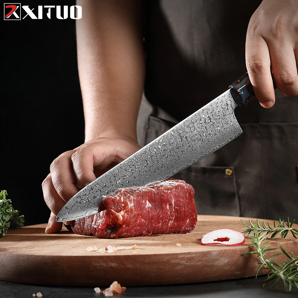 XITUO Kitchen Knives Set Japan VG10 Damascus Steel 1-8pcs Chef Knife Gift Sharp Full Tang Slicing Cleaver Santoku Utility Tools