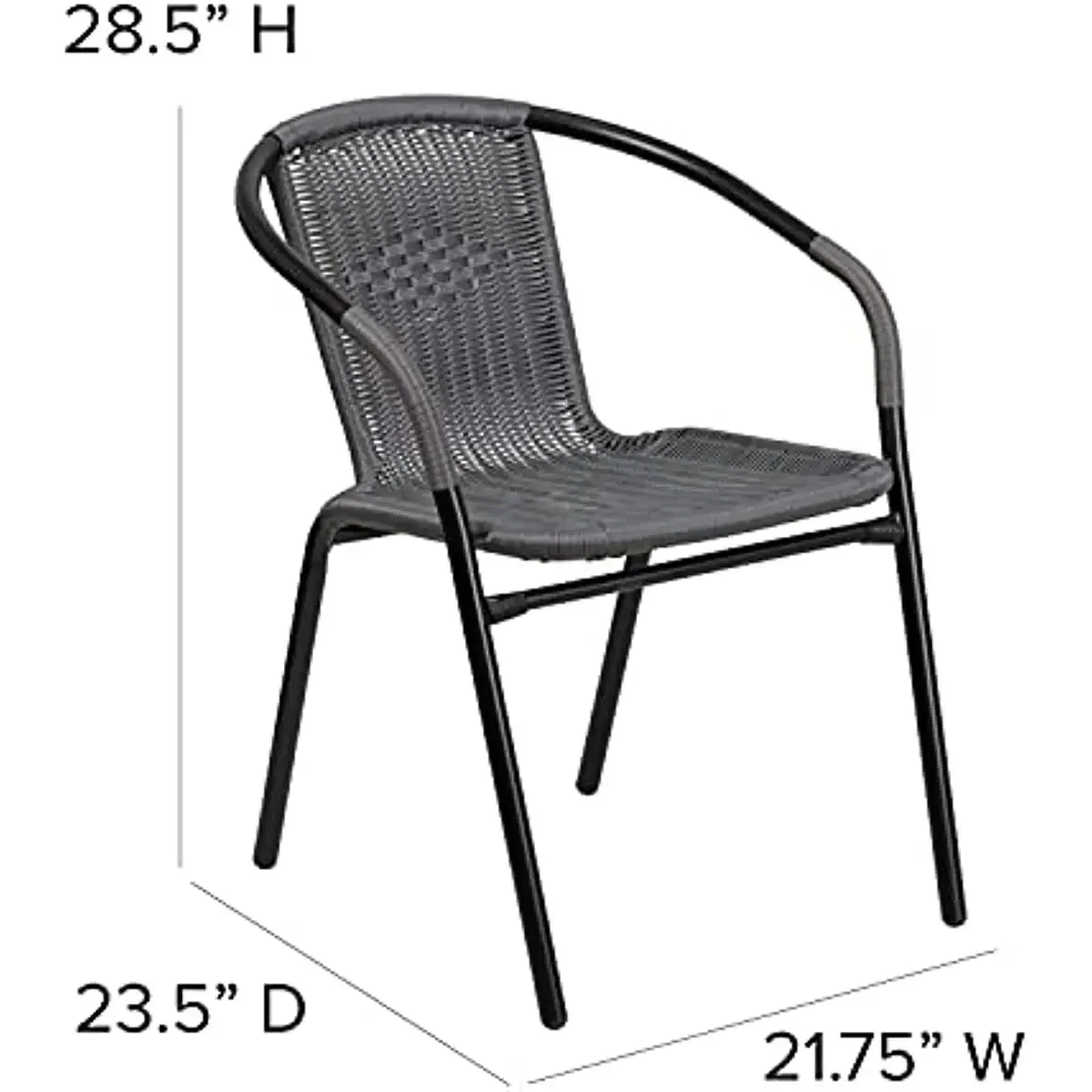 Grey Rattan Restaurant Stack Chair, Mobiliário interior e exterior, Pacote 4