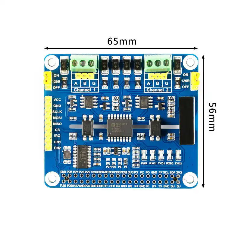 Módulo de placa de expansión RS485 aislado de doble canal Raspberry Pi integrado SC16IS752/SP3485