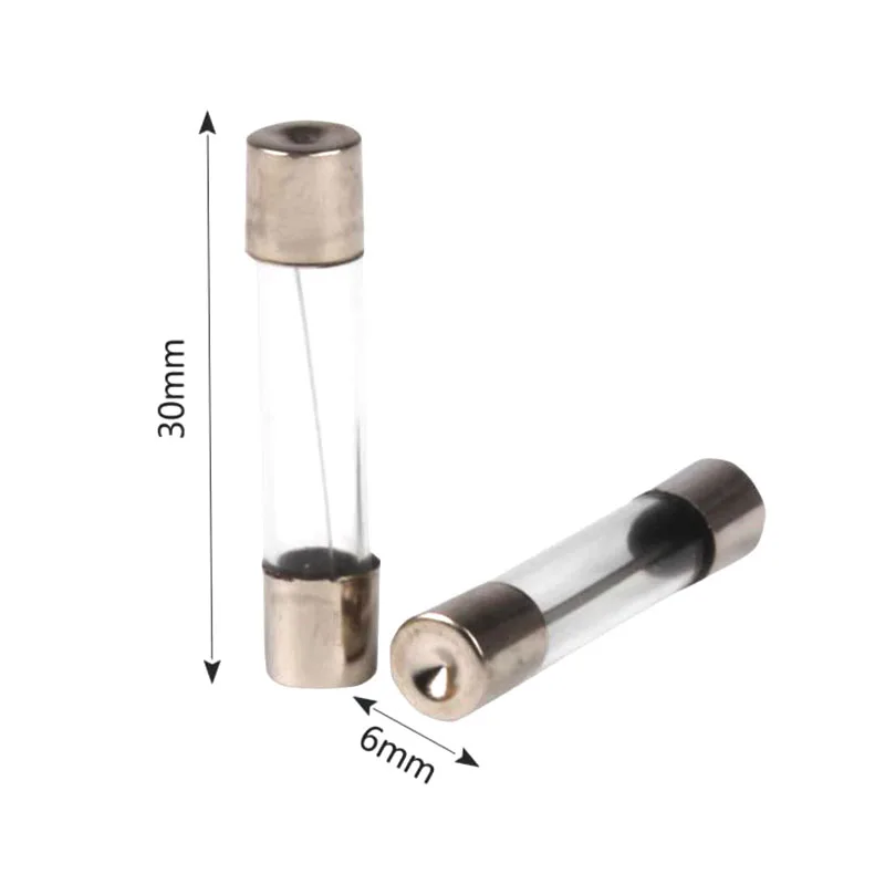 10PCS 6x30mm Glass Fuse Tube Fuse 6*30mm 250V 0.5A 1A 2A 3A 4A 5A 6A 8A 10A 12A 15A 20A 25A 30A Fast Fusing Tubular fuse