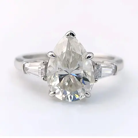 Really 4 Carat Pear shaped Moissanite Ring wit Certificate 8x12MM Laboratory Diamond Rings Women Wedding Engagement Jewelry Gift
