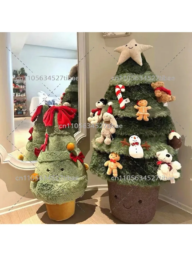 90cm Christmas Tree with Snowman Doll Pendant DIY Decorative Scene Arrangement for Holiday Home
