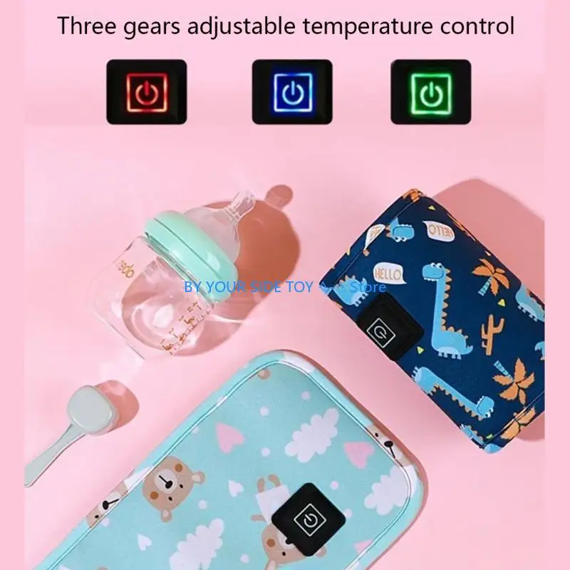 Infant Feeding Bottle Heated Cover Breast Milk Heater Outdoor Travel Warm Bag U6XE