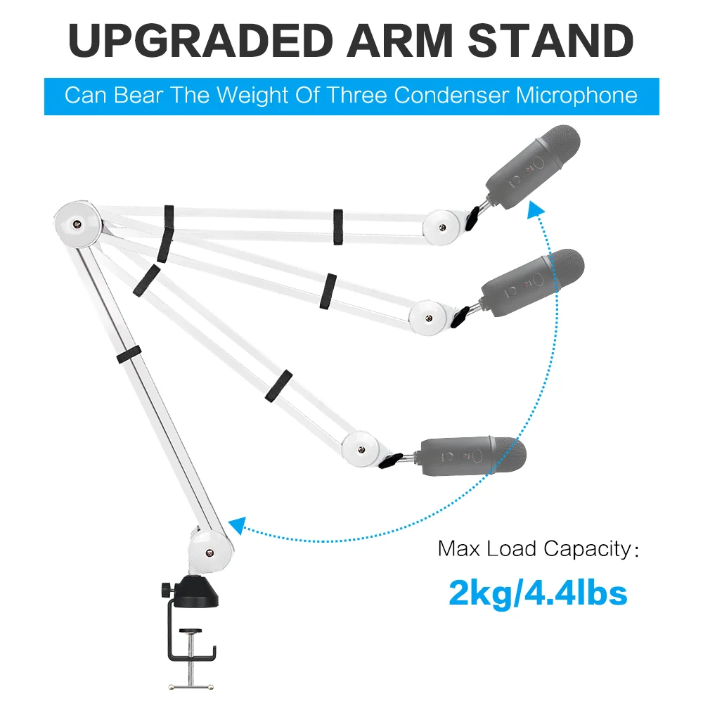 BOMGE Desktop lekki statyw mikrofon ramię wysięgnika na żywo z 1/4 \