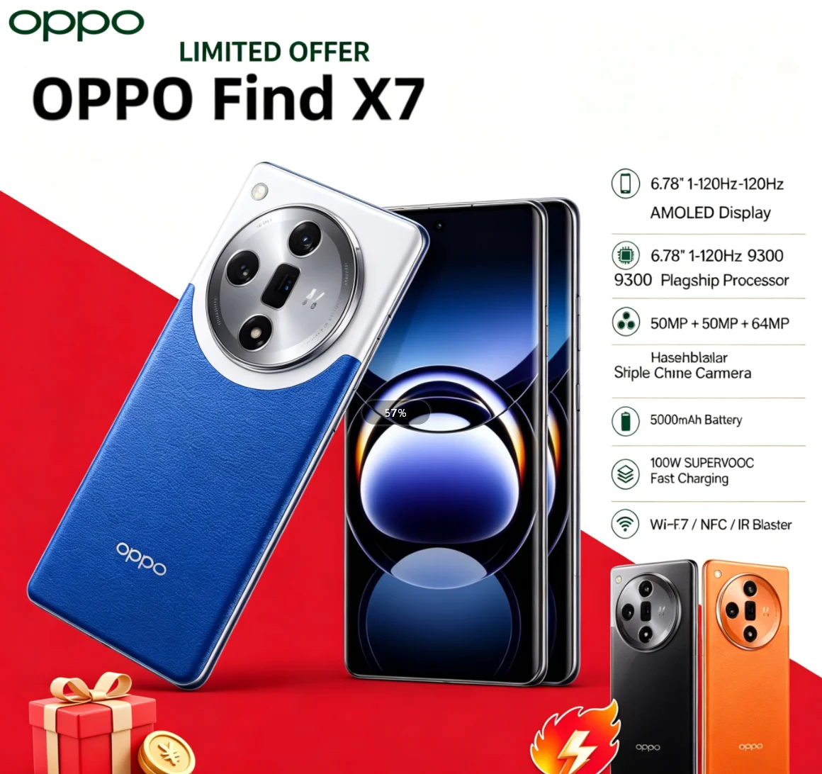 New Arrival 2026 OPPO Find X7 5G Global Unlocked Cellphone 6.78‑Inch Large Screen Dimensity 9300 Flagship Processor 50MP