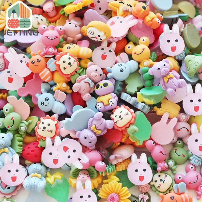 50Pcs Mixed Lots Cartoon And Animal Resin Flatback Cute Cabochons Decoden Pieces 3D Nail Charms For Nail Art Scrapbook