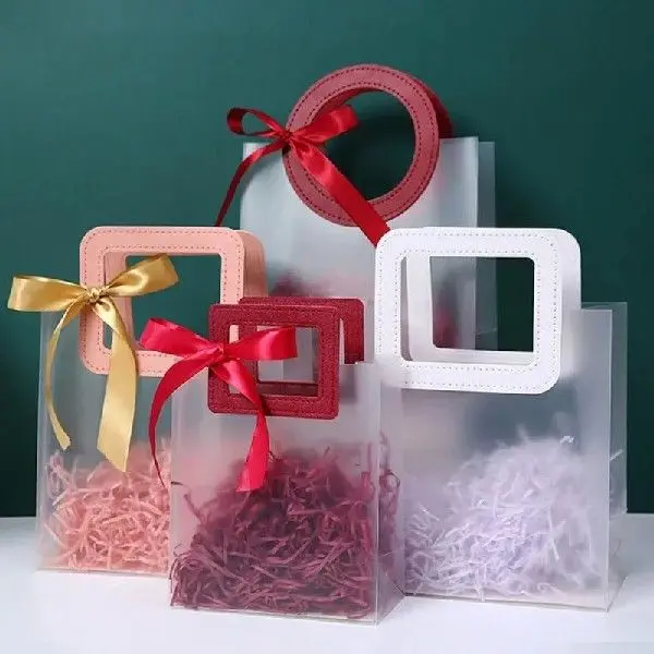 0個入り-ポータブルpvcギフトバッグ-ハンドル付き-フロスト加工プラスチック-幾何学模様-ビジネスカジュアルスタイル-オールシーズン対応-中国製