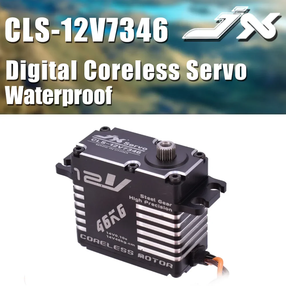 Alta Precisão de Aço Engrenagem Digital Coreless Servo, CNC Alumínio Shell para RC Robot Car, JX CLS-12V7346, 46KG, 12V, 180 Graus, HV