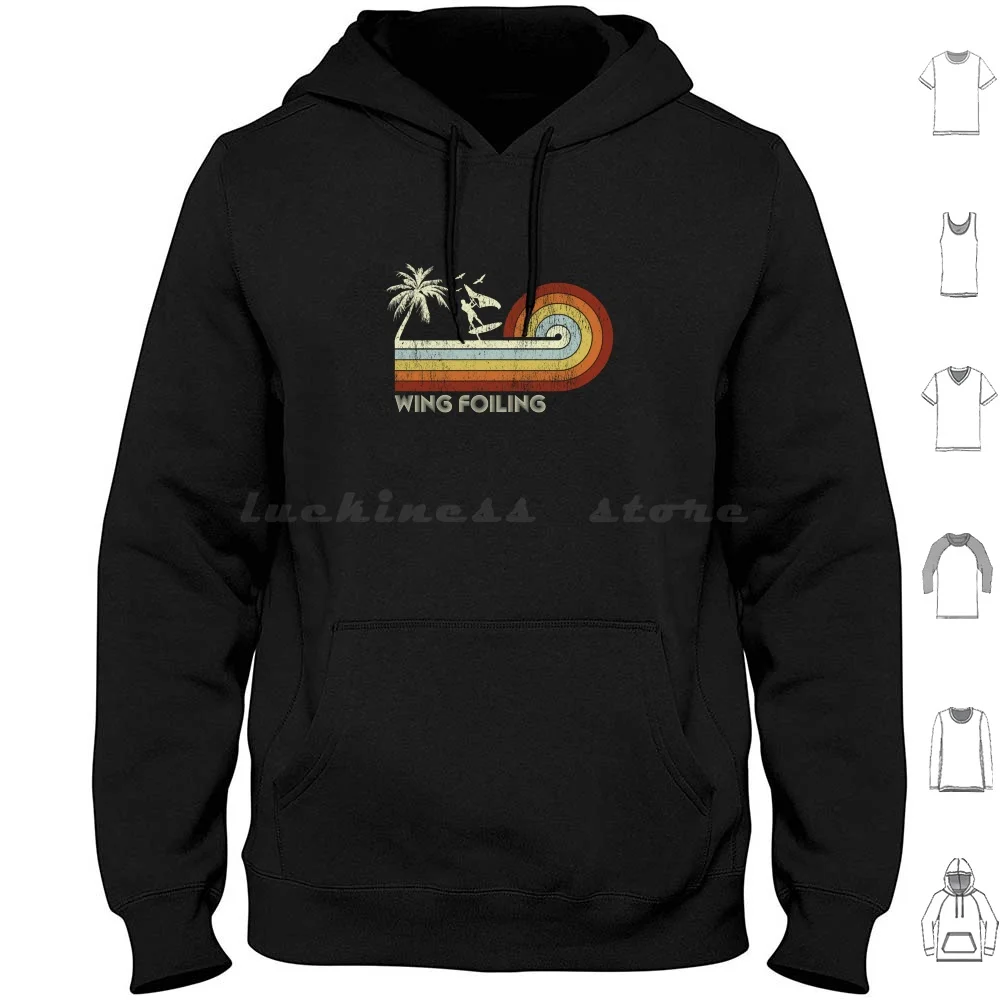 

Wing Foiling Retro Vintage Hoodies Long Sleeve Surfing Wing Foiling Surfer Surf Vintage Foil Wing Wing Surfer Wing