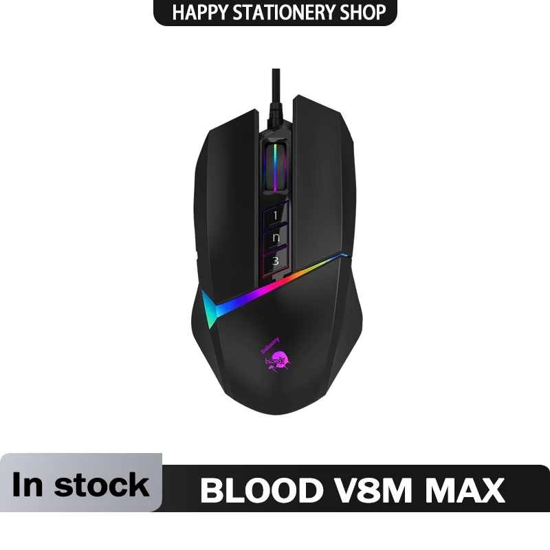 A4tech Blood Hand Ghost Mouse V8mmax E-Sports Game Mouse Wired Big Hand Mouse Black Macro Programming Activation Edition