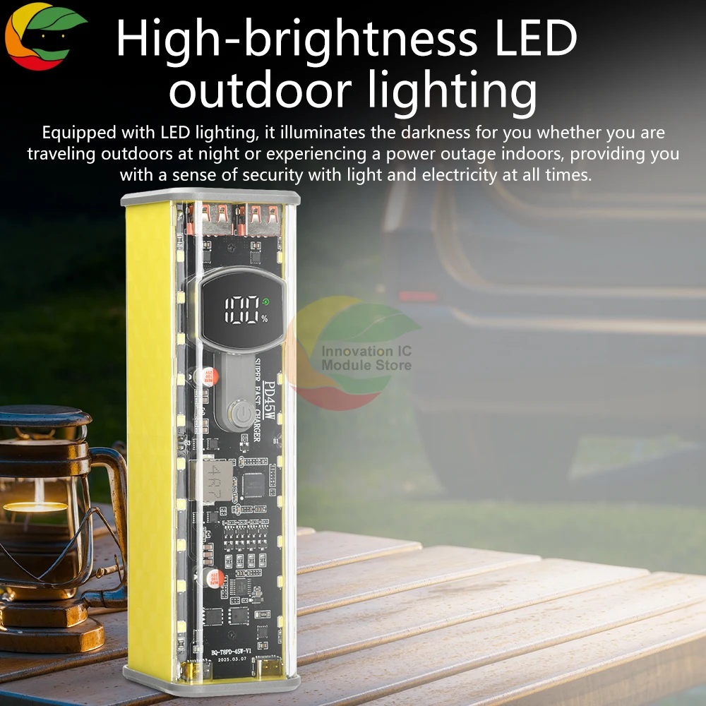 PD 45 واط شحن سريع للغاية حافظة شفافة قابلة لإعادة الشحن 8 قطعة 18650 حافظة بطارية مع ضوء خارجي #6