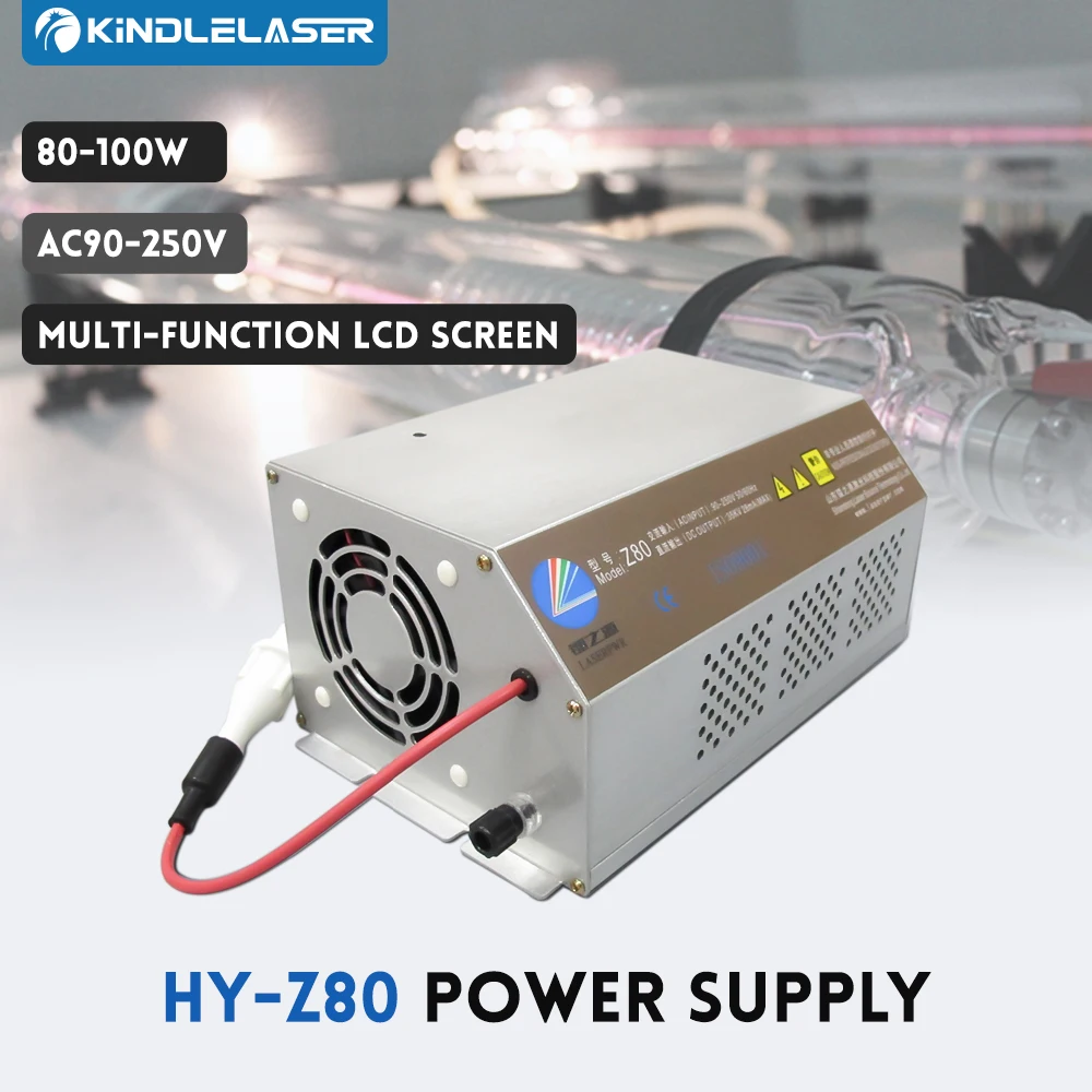 KINDLELASER 80-100W CO2 Laser Power Supply Monitor HY-Z80 Z Series AC90-250V EFR Tube for CO2 Laser Engraving Cutting Machine