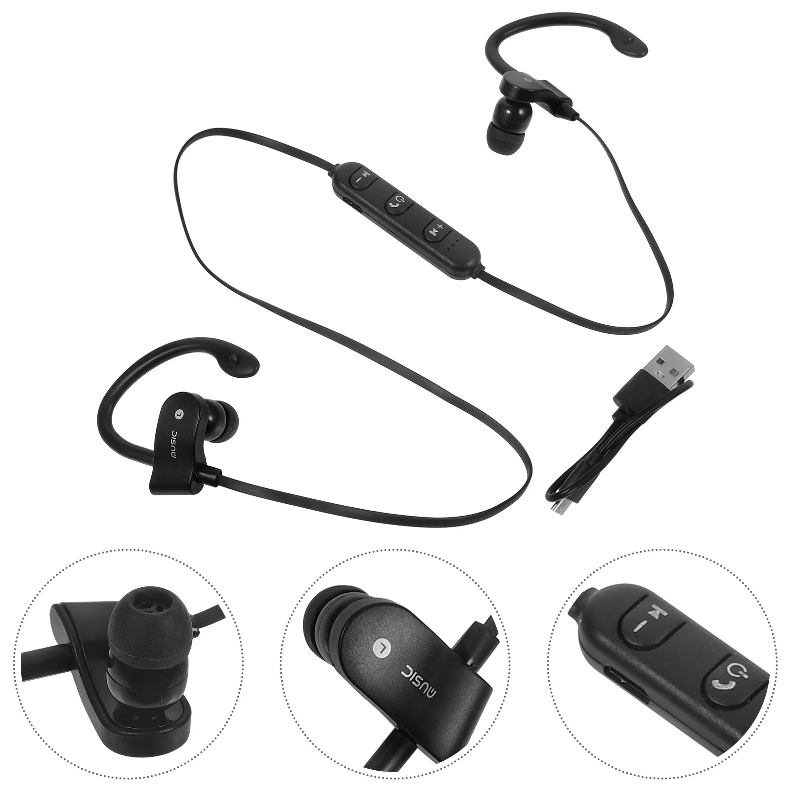 

1.2M Wired Ear Sports Headphones Black Grey 10Mm Stereo Headset Speaker Ear Hook Stereo Headset With Mic For Phone