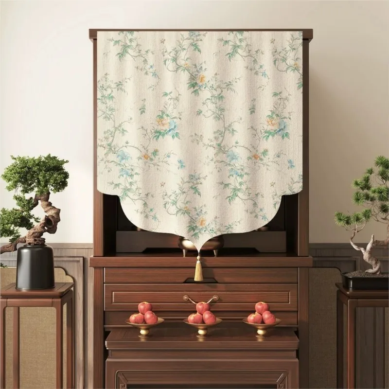 Chinese Buddhist Niche Style Hiding Curtains For Home Dining Table Temple Buddha Statue Dustproof Curtain Door Curtain ZJ278