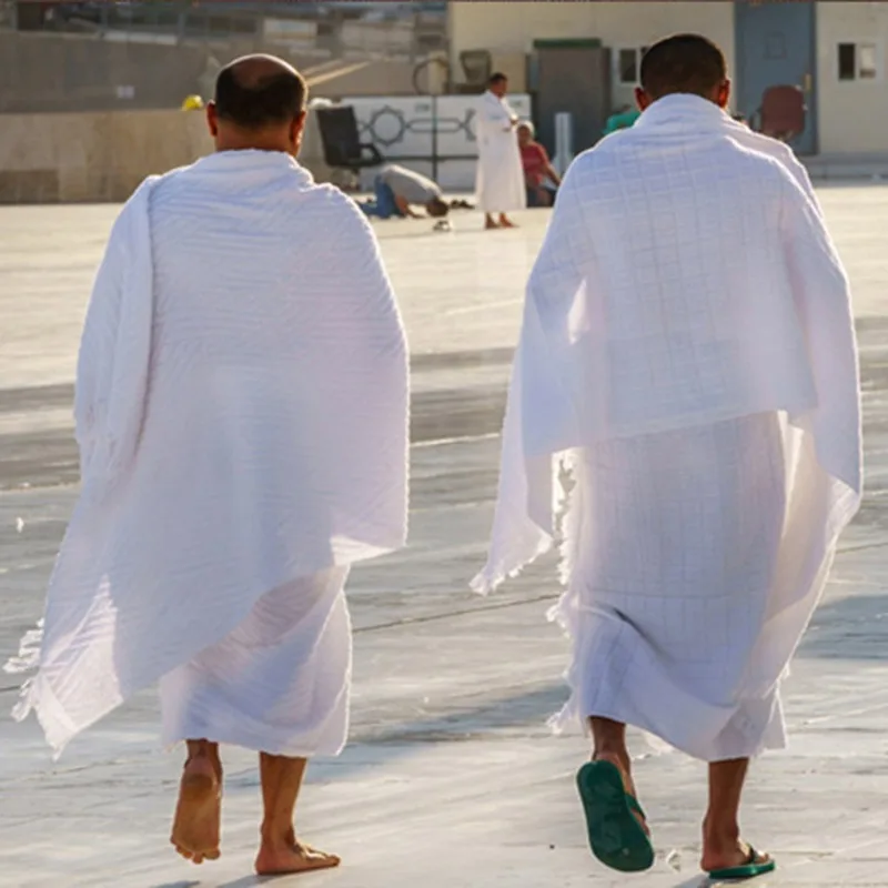 

Unisex White Ihram Hajj Umrah Set 2 Piece Islamic Prayer Worship Clothing for Makkah Middle East