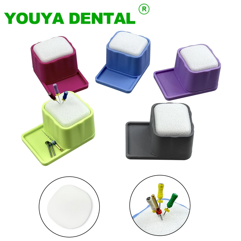 

Dental Sterilization Box Endo File Clean Stand Holder Cleaning Foam Root Canal Drills Block With Sponge Heat-Resistant Dentistry