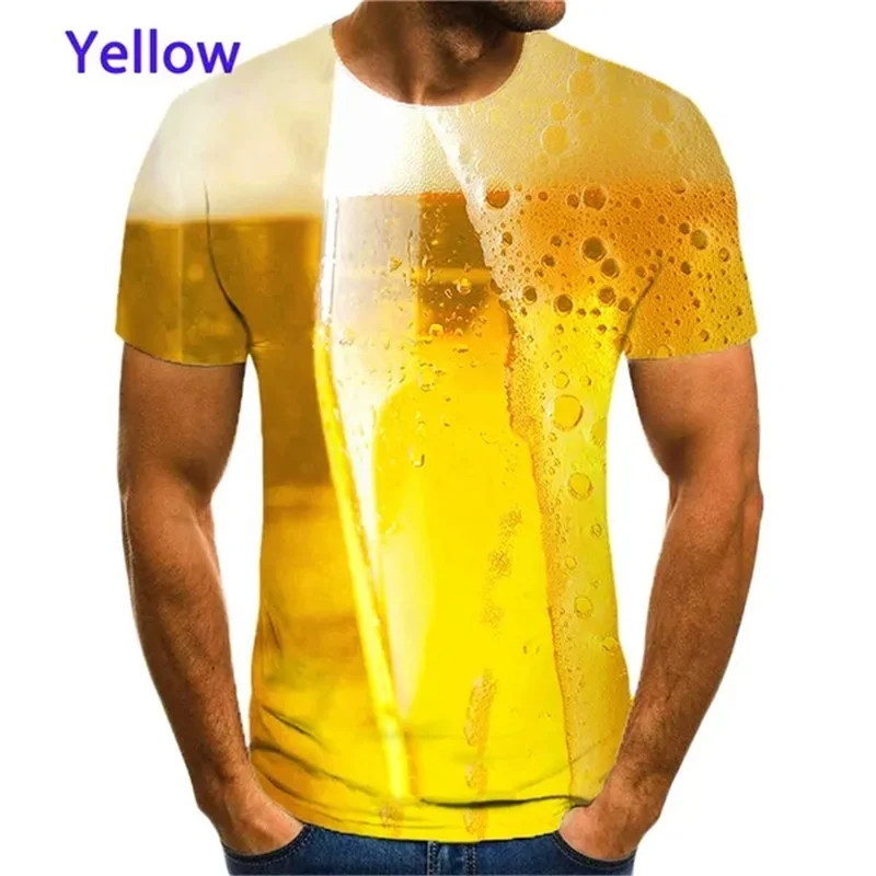 Beer Cheers Printing Tee Shirt Men Summer Cool Men 3D Beer Bubble Graphic T Shirts Short-sleeved T-shirt Fashion Casual Tops Tee