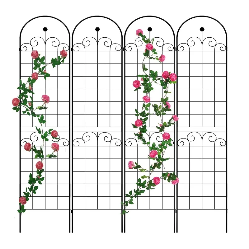 4 Pack Metal Garden Trellis for Climbing Plants Outdoor 86.7'' x 19.7'' Rustproof Plant Support Rose Netting Trellis Bla