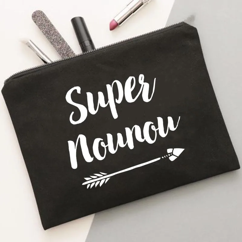 super nounou Print Make Up Bags Girl Cosmetic Case Female Travel Makeup Beauty Wash OrganizerToiletry Storage Pouch Best Gifts