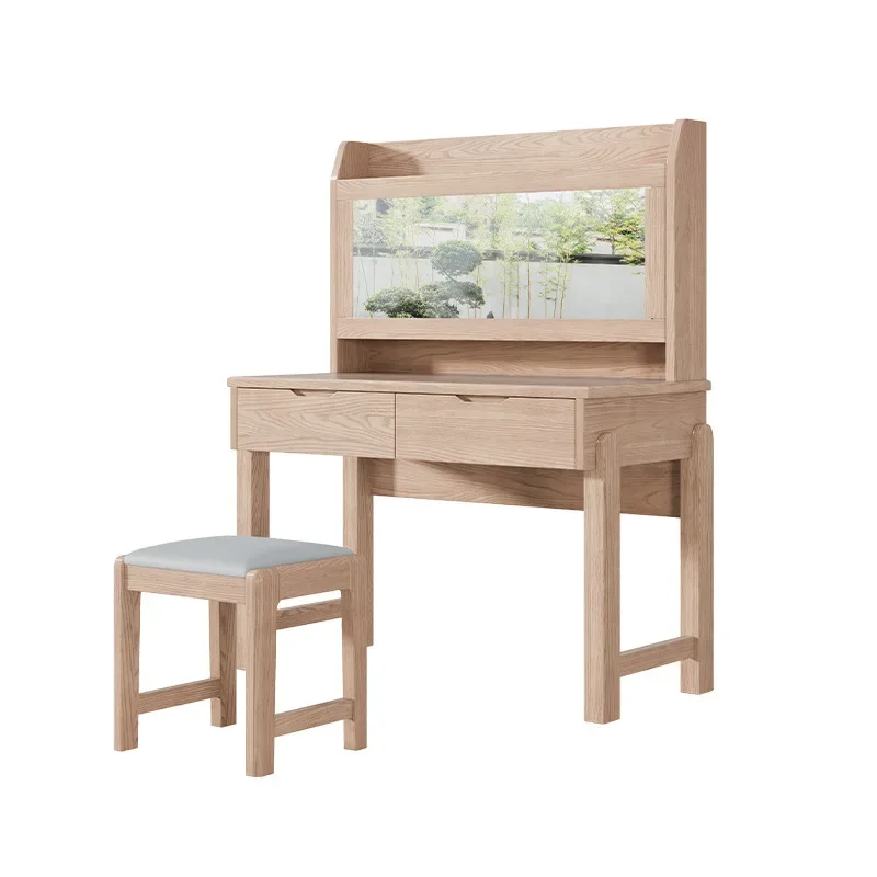 Luxury Nordic Dressing Table Makeup Chair Bedside Furniture Cheap Large Mirror Rattan Makeup Vanity Set Glass Accent Rooms Desk