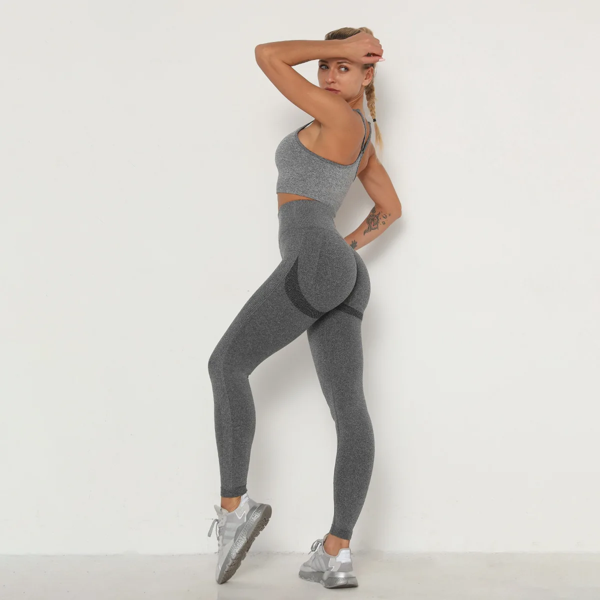 Pantaloni da palestra push up fitness imposta leggings senza cuciture per abbigliamento sportivo autunnale da donna