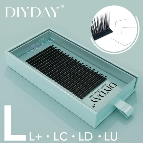 DIYDAY-extensiones de pestañas en forma de L LU LC LD M, pestañas con volumen rizado, pestañas postizas individuales de visón PBT negro mate para maquillaje